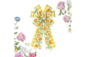 Hying Large Spring Flowers Bows for Wreath, Spring Daisy Wreath Bows Yellow White Buffalo Plaid Bows Wedding Farmhouse Craft Bows for Front Door Spring Birthday Party Decorations Supplies