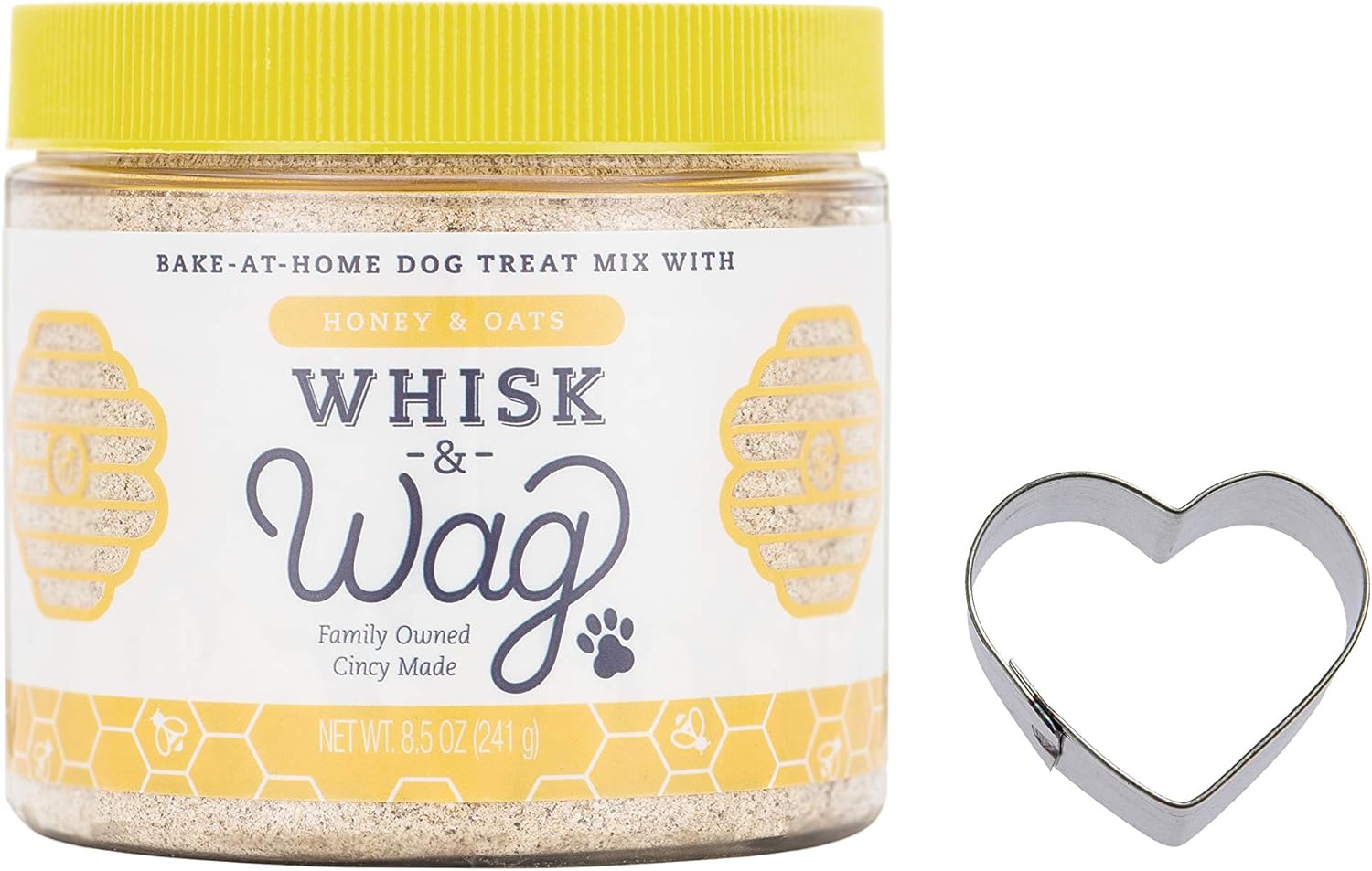 Whisk & Wag Natural Dog Treat Baking Mix, 8.5 Ounce Jar of Honey and Oats for Healthy Skin, Coat and Digestive Health