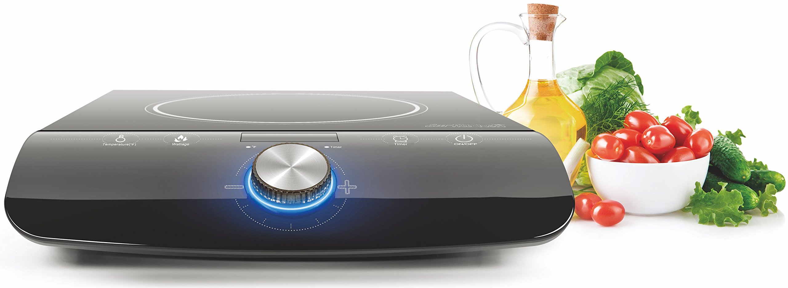 EurKitchen Portable Induction Cooktop Countertop Burner - Quick-Adjust Precision Control Dial - Safe and Easy to Use - 17 Temperature Settings -1800W - Requires Induction-Ready Cookware (Not Included)