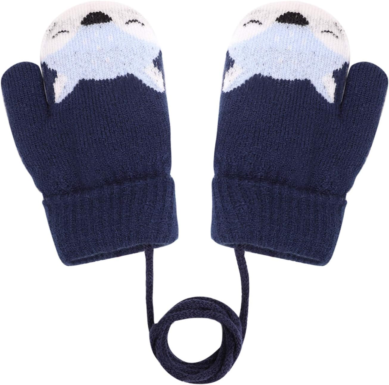 Baby Toddler Cute Fox Winter Warm Knitted Magic Mittens Gloves with Furry Lining Hanging On Neck Mittens for Girls Boys Age 1-3Years - Image 4