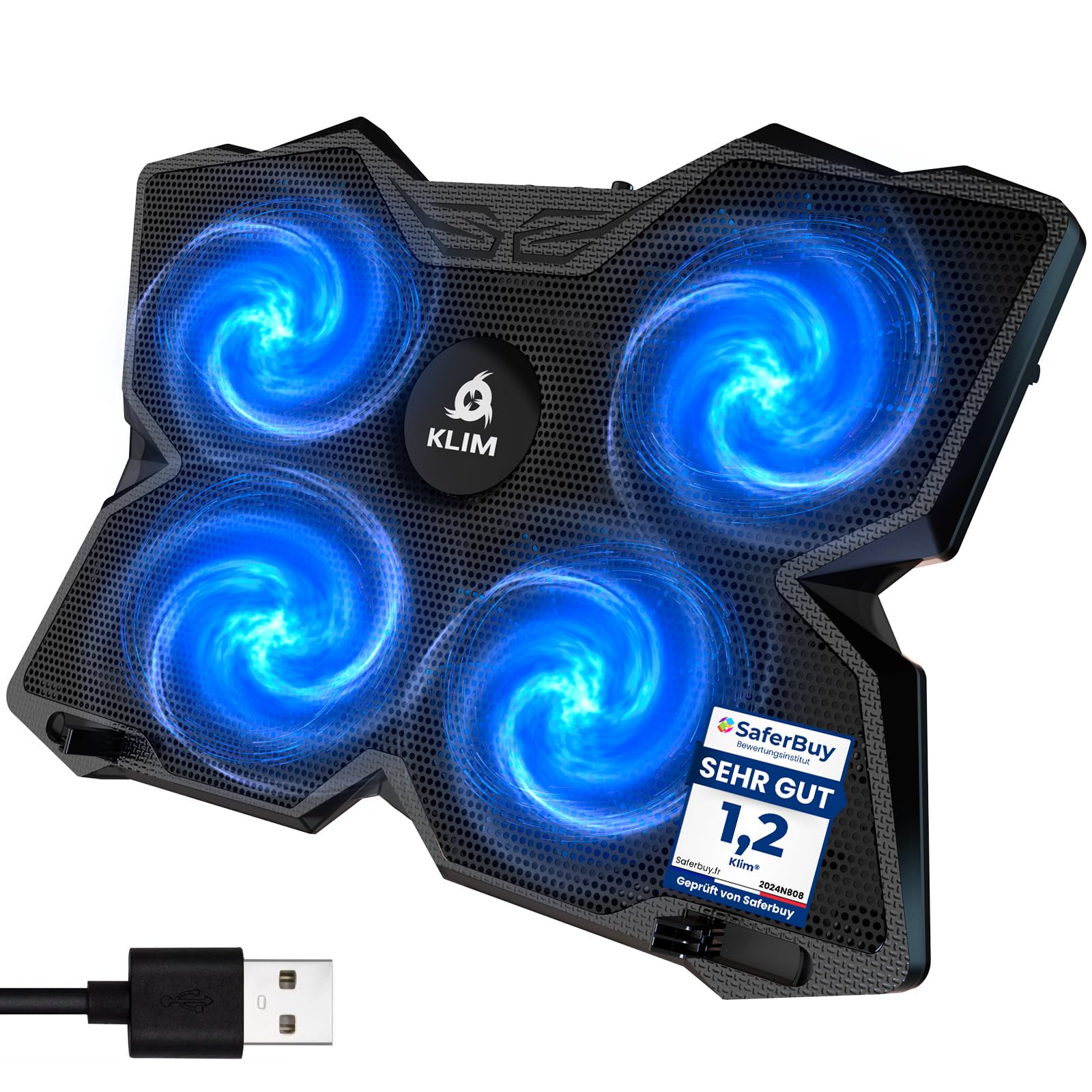Photo 1 of KLIM Wind Laptop Cooling Pad - More Than 500 000 Units Sold - New Version - The Most Powerful Rapid Action Cooling Fan - Laptop Stand with 4 Cooling Fans at 1200 RPM - USB Fan - PS5 PS4 - Blue