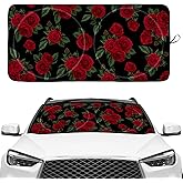 Vintage Red Rose Windshield Sunshade for Car SUV Truck Foldable Uv Ray Reflector Front Window Sun Shade Visor Shield Cover