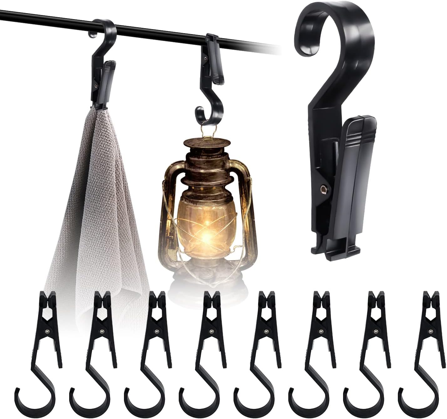 DGHOME 8 Pieces Tent Canopy Cloth Clip Light Hook Clothespin Multifunctional Outdoor Camping Clip Hook for Outdoor Camping, 4.33 inches