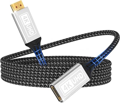 Câble d'extension HDMI 2.0,1m 4K@60Hz et 2K@144 Hz,câble en nylon tressé mâle vers femelle,haute vitesse 18 Gbit/s,UHD ARC HDR HDCP 2.2,compatible avec TV Stick,HDTV,PS5 et PS4.