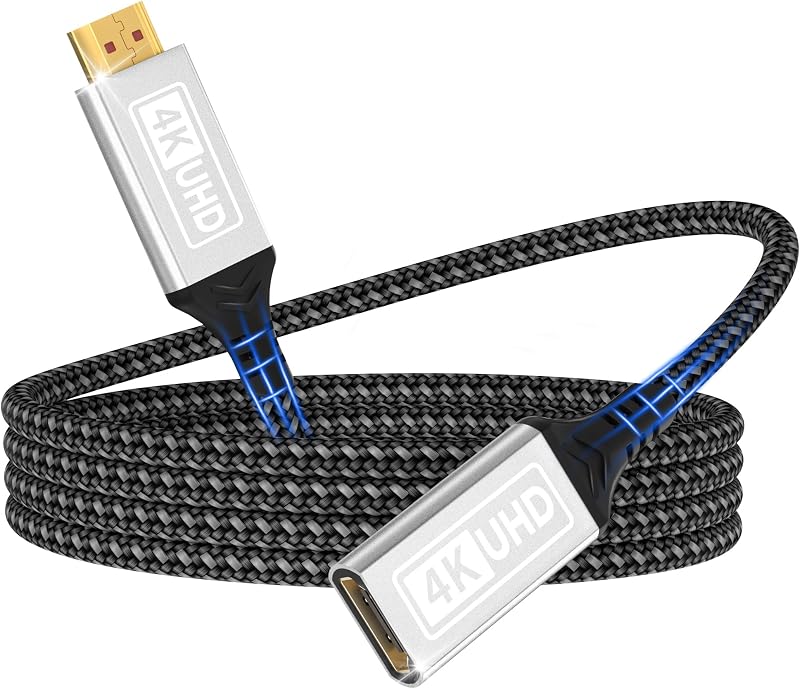 HDMI Verlängerungskabel,1M 4K@60Hz 2K@144Hz HDMI 2.0 Verlängerung Geflochtenes Nylon Kabel Stecker auf Buchse Highspeed 18Gbps UHD ARC HDR HDCP 2.2 kompatibel mit TV Stick,HDTV,PS5,PS4 — Foto 1 von 7