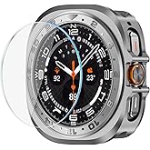 Amizee Numeric Metal Case for Samsung Galaxy Watch Ultra/Ultra 2 Screen Protector 47mm, Rugged Back Cover Ultra Thin Bumper Frame Protective Cover for Galaxy Watch 7/8 Ultra, Numeric Space Gray