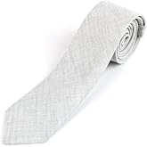 Men's Cotton Linen Skinny Necktie Tie Sand Wash Solor Color Pattern - 2 1/2" Width