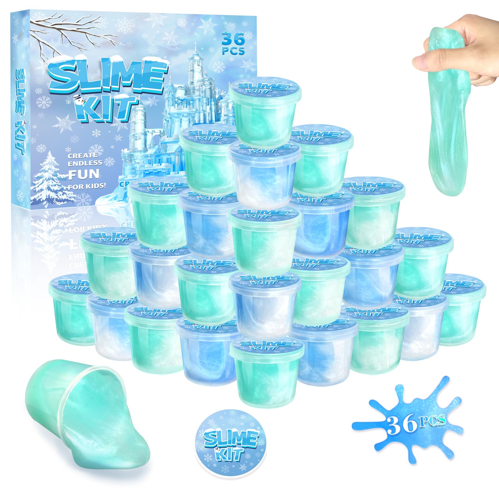 Photo 1 of 36 Pack Frozen Slime Party Favors for Kids Winter Snowflake Slime Putty Toys Christmas Easter Birthday Goodie Bag Stuffer Classroom Reward for Girls Boys Stretchy Non-Sticky Stress Relief