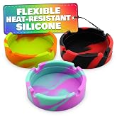Silicone Ashtrays 3 Pack, Small Round Heat-Resistant for Outdoors | Flexible Ash Tray, Unbreakable and Easy to Clean | Portable for Home, Office, Car, Patio, Deck, Table, Travel and Balcony Use