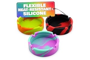 TESORRIO 3Pcs Rubber Ash Tray Outdoors - Multicolor Small Ashtray for Outside Patio, Temperature Resistant Ash Trays for Outside - Flexible & Easy to Clean Silicone Ashtray