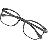 VisionGlobal Blue Light Blocking Glasses for Women/Men, Anti Eyestrain, Computer Reading, TV Glasses, Stylish Square Frame, Anti Glare (Wood, +1.00 Magnification)