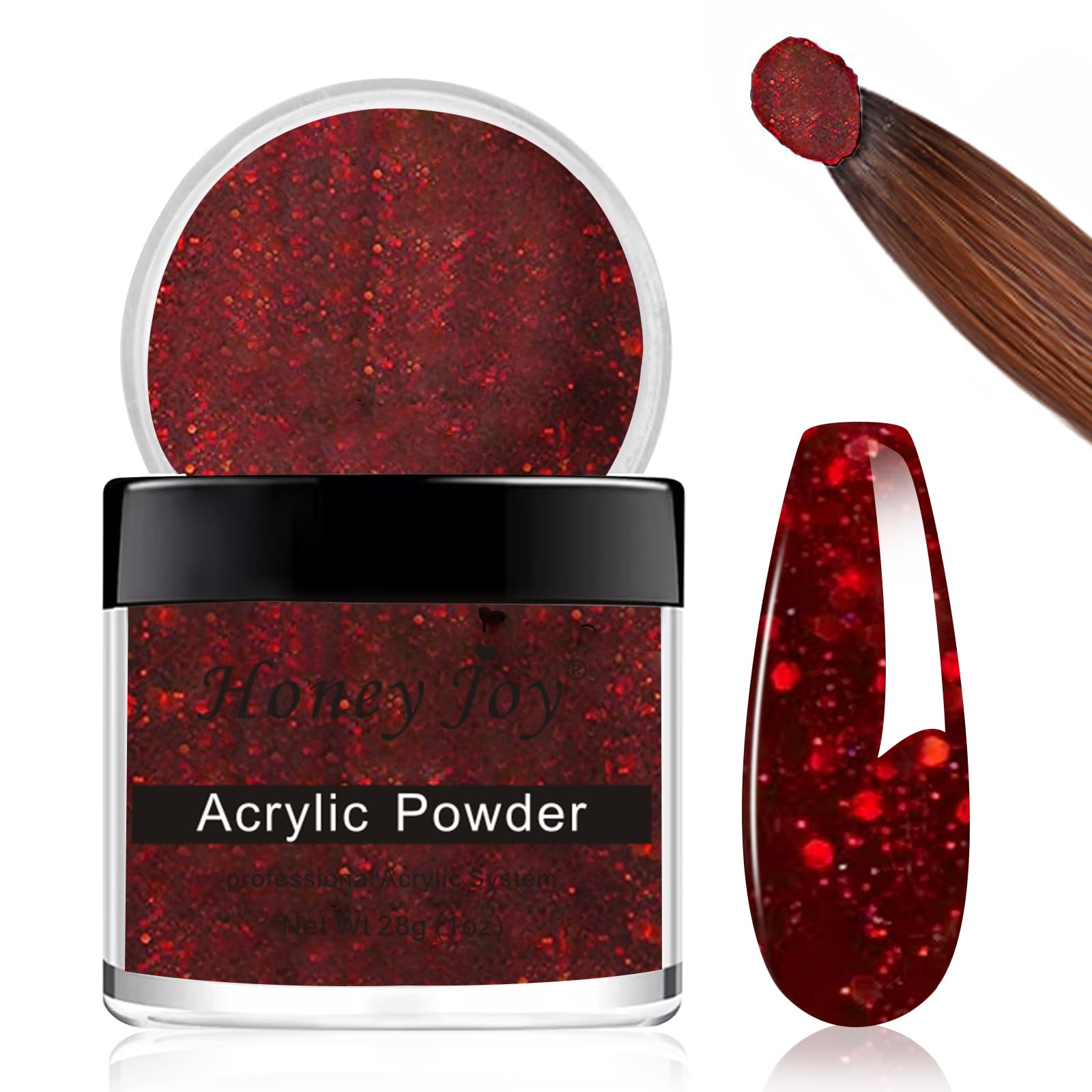 28g/box Color Acrylic Powder Professional Red Glitter Acrylic Nail French Manicure Powder for Nail Extension Acrylic Nail System,HJ-NAP017-No.36-UKA