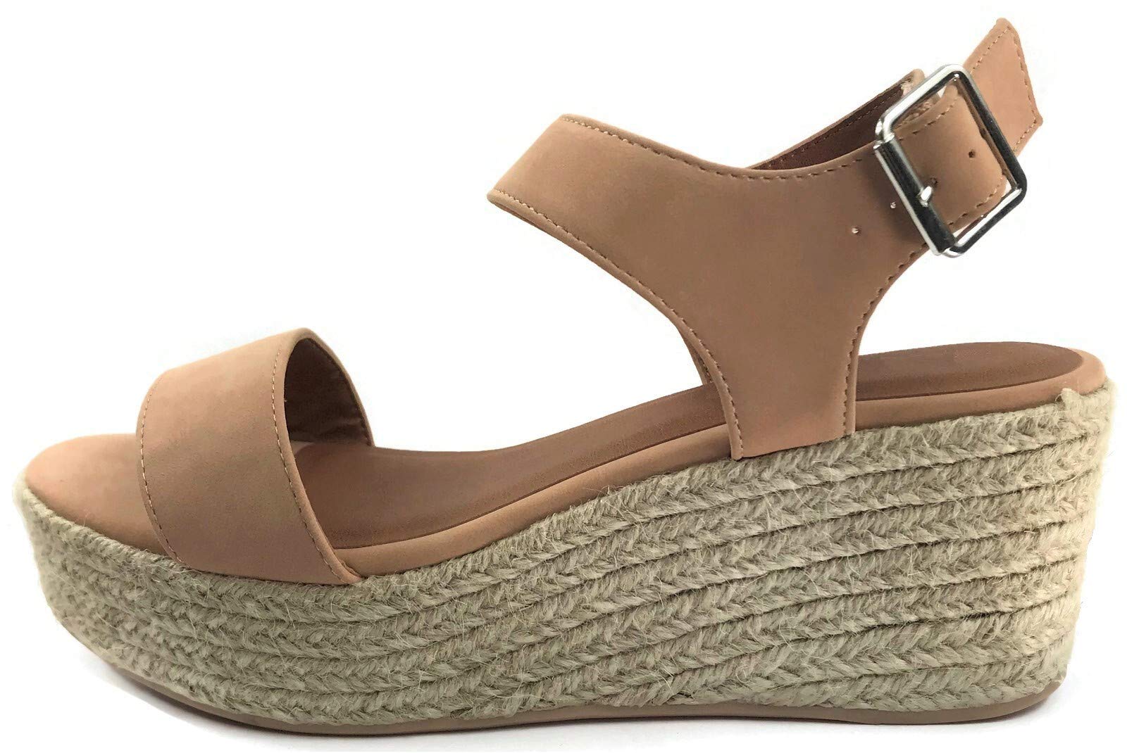City Classified Womens Wedge Espadrilles Jute Rope Trim Ankle Strap Open Toe Sandals - Image 3