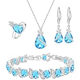 GZWHD Jewelry Set for Women CZ Earrings Necklace Ring Bracelet Set Prom Party Wedding Jewelry Gift for Mother Friend Wife