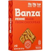 Banza Penne Pasta from Chickpeas - Gluten Free, High Protein, and Lower Carb Protein Penne Chickpea Pasta - 8oz