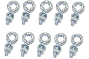 Pro Bamboo Kitchen 10pcs 1/4" x 3/4" Male Thread Machinery Shoulder Lifting Ring Eye Bolt with Nuts, Marine Grade Expansion