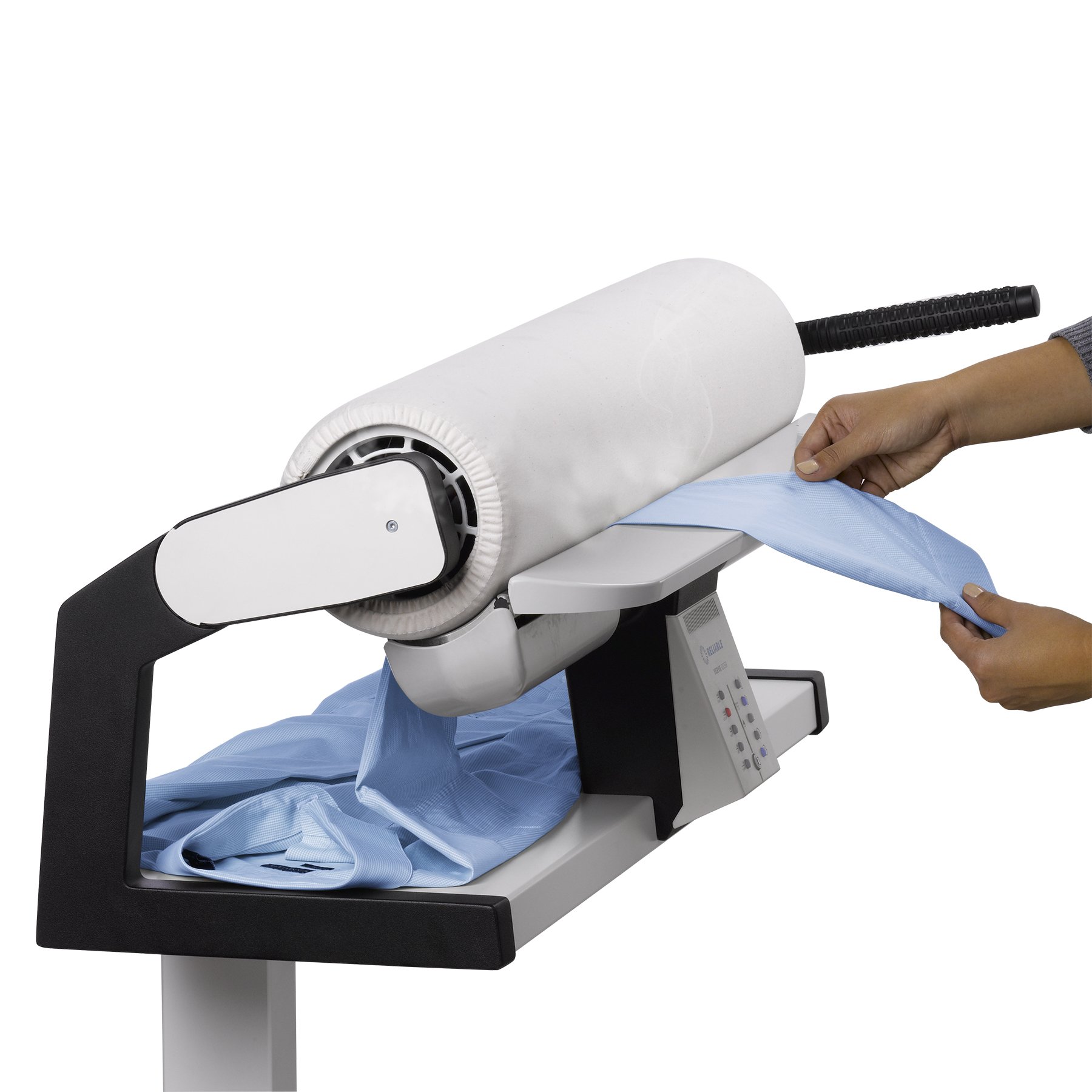 Reliable 100SR Rotary Steam Press - Verve Steam Press With Foot Pedal Control, 3 Steam Settings, Variable Speed, Dual-End Feed for Ironing Long Sheets, 1800W Heating Element, Safety Release Lever