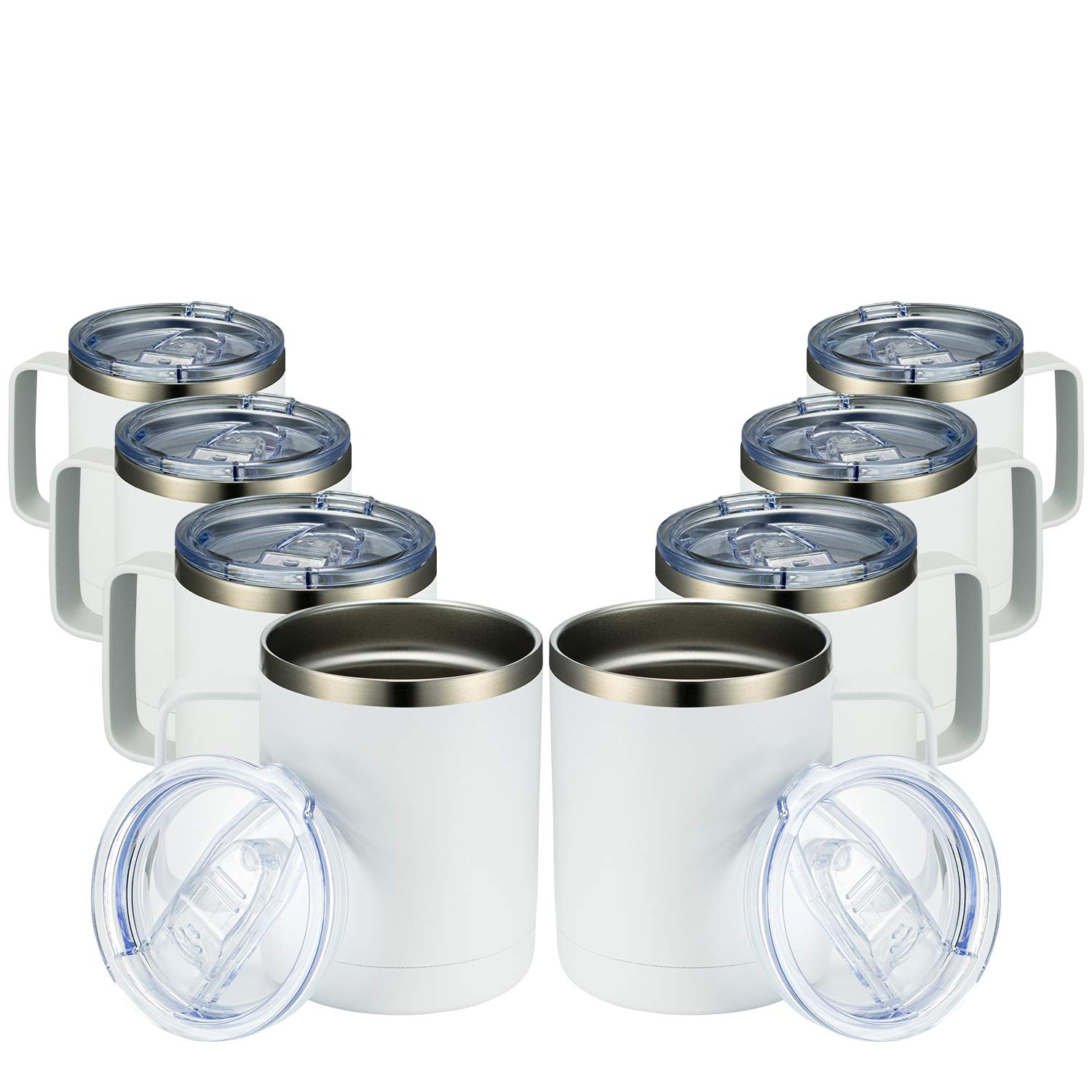 MEWAY 12oz Coffee Mug With Handle 8 Pack Bulk,Stainless Steel Insulated ...