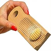 KneadEat Curved Wood Gnocchi Board Paddle for Homemade Italian Pasta | Gnocchi maker board with grooved wood paddle to shape homemade pasta ridges, sauce-holding texture, and easy hand rolling