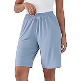 Joyaria Cooling Bermuda Shorts Women Bamboo Viscose Sleep Lounge Pajama Wicking Sweat Shorts Yoga Active Wear with Pockets