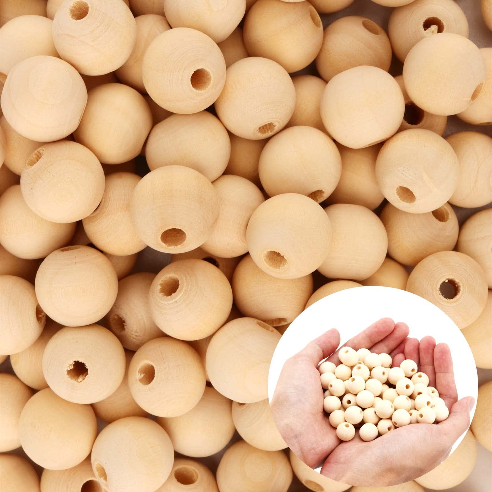 SEUNMUK 400 PCS 16mm Natural Round Wooden Beads, Unfinished Wood Beads with Hole for Crafting, Decorating and DIY Items