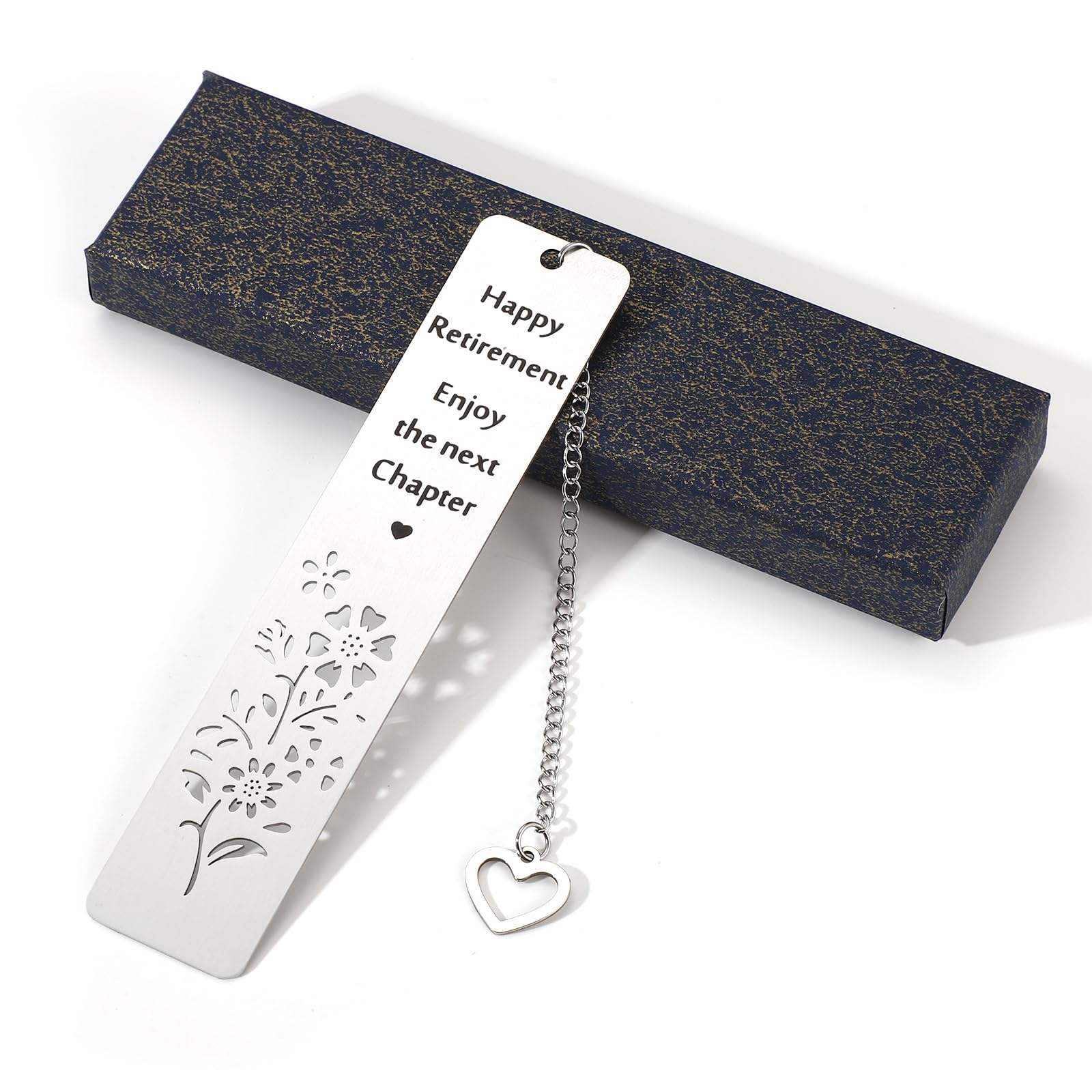 Happy Retirement Gifts, Meaningful Gifts for Women 2025 Enjoy The Next Chapter Retirement Bookmark for Man Woman Teacher Friend Coworker Leaving Gift (Hollow Heart Pendent)