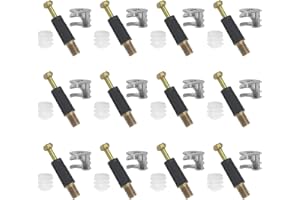 LOUZAGO 12 Set Cam Lock Screws, 32mm Cam Screws Cam Bolt Cam Lock Fasteners, 3 in 1 Cam Fitting Cam Connector Bolt Cam Dowel Cabinet Pre-Inserted Nut for Furniture Connecting (32mm)