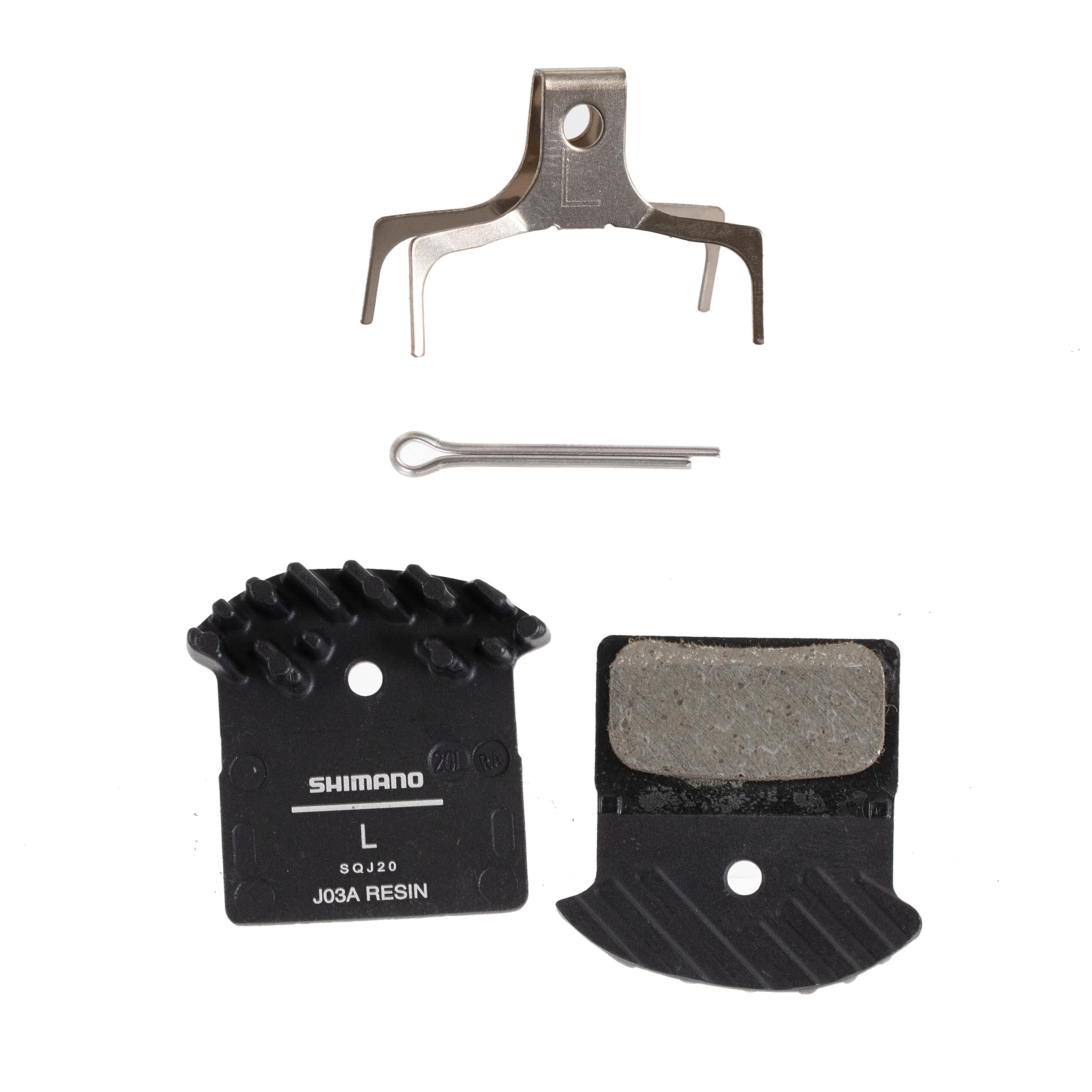 SHIMANO Spares J03A disc brake pads and spring, alloy backed with cooling fins, resin,Black