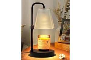 JIMEI Candle Warmer Lamp with Timer Electric Wax Warmer for Scented Wax Melt Warmer Melter for Jar Candles Dimmable Adjustable Height Gifts for Women Mom House Warming Frossted Glass Black