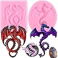 ZiXiang Flying Dragon Silicone Molds Dragon Chocolate Fondant Mold For Cake Decoration Cupcake Baking Gummy Candy Polymer Clay Gum Paste Set Of 2
