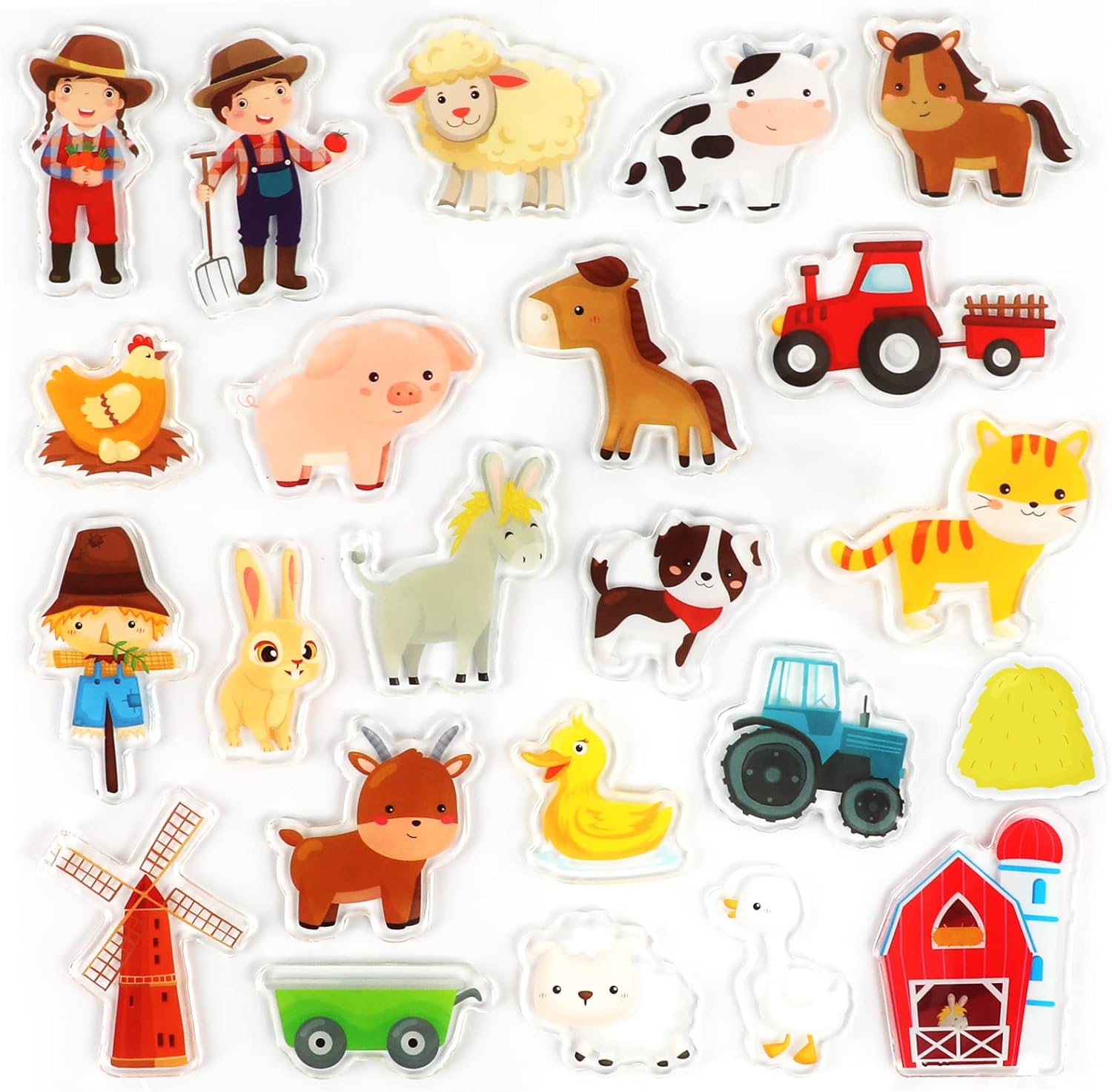 Window Treatments - Farm Animals Window Cling Window Thick Gel Clings Decals Stickers for Kids Toddlers and Adults Home Airplane Classroom Nursery Farm Party Supplies Decorations Removable and Reusable 23 PCS