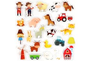 TEVXJ Farm Animals Window Cling Window Thick Gel Clings Decals Stickers for Kids Toddlers and Adults Home Airplane Classroom Nursery Farm Party Supplies Decorations Removable and Reusable 23 PCS