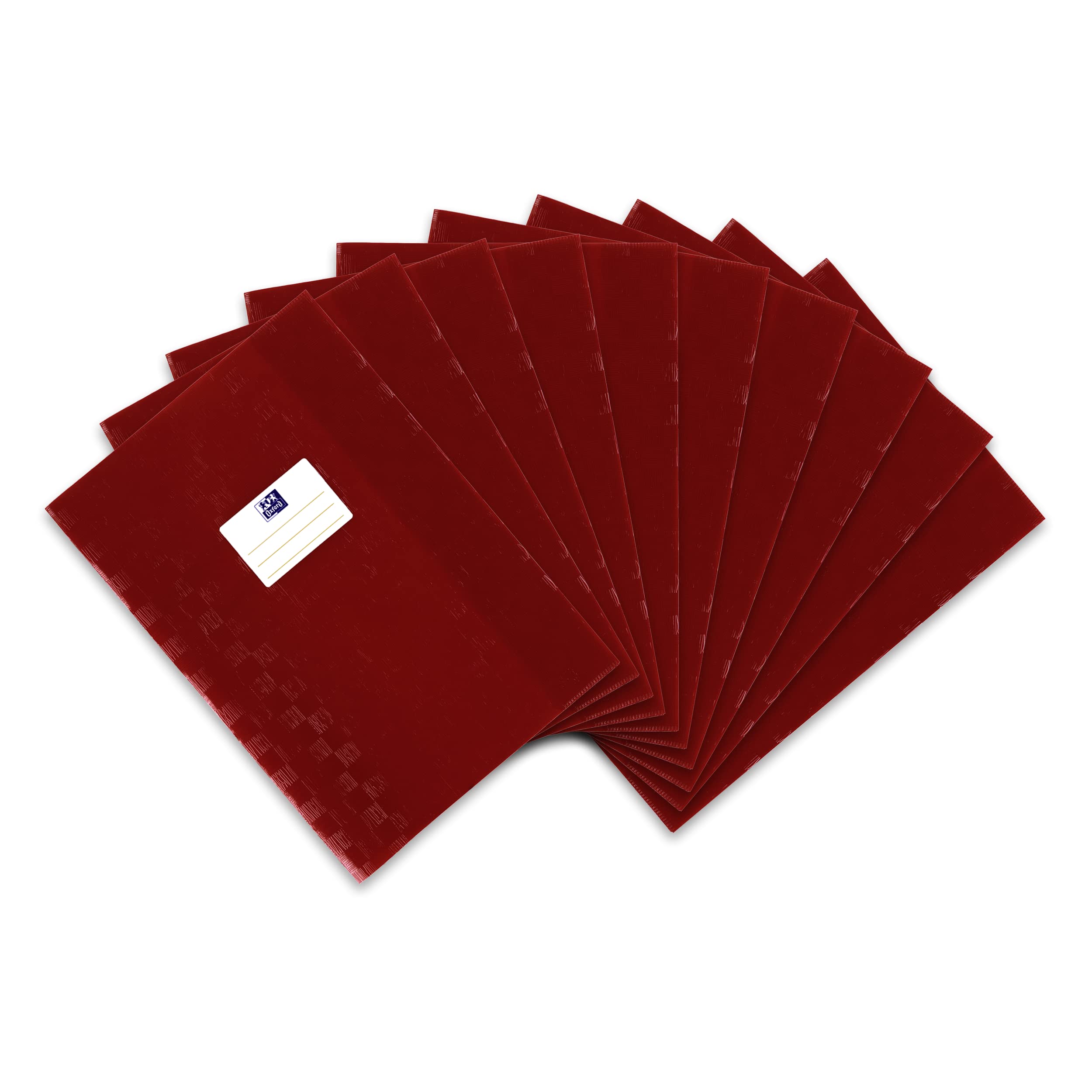 Landre 100420059 Protective Notebook Cover for DIN A4 PVC with Embossed Raffia Effect [Pack of 10] White Exercise Book Protector, for DIN A4 red