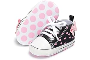 KIDSUN Unisex Baby Boy Girl Canvas Sneaker Soft Sole Infant Lace up Newborn Ankle Toddler First Walkers Crib Shoes