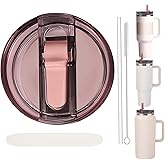 Replacement Leak Proof Tumbler FLIP Lid With Straw - Fit For Stanley ProTour Quencher and Quencher H2.0 40oz,64oz Tumbler (Peach-A, 40oz and 64oz)
