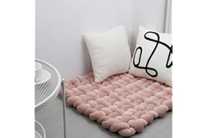 XHJRI Thickened Braided Knot Seat Mat, Knotted Floor Decorative Cushion, Handmade Baby Infant Playing Pad Nursery Rug (27.5 * 31.5 Inch,Dusty Rose)