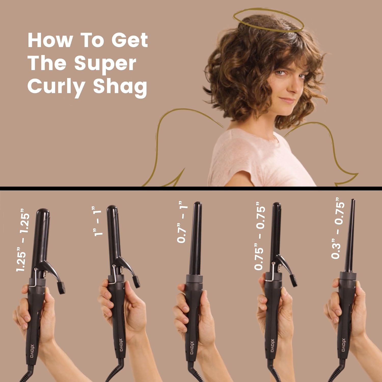 xtava 5 in 1 Professional Curling Wand and Curling Iron