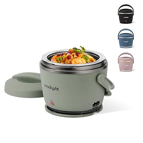 Crock-Pot Portable Electric Lunch Box 20-Ounce Food Warmer Moonshine Green | Ideal for Travel On-the-Go | Keeps Food Spill-Free Warm & Tasty | Dishwasher-Safe
