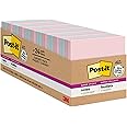 Post-it Super Sticky Recycled Notes, 3x3 in, 24 Pads, 2x the Sticking Power, Wanderlust Collection, Pastel Colors, 30% Recycled Paper (654-24NH-CP)