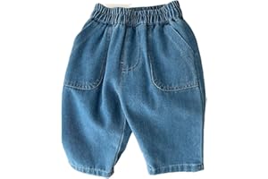 Toddler Baby Baggy Casual Jeans Kids Elastic Waist Denim Pants Loose Soft Relax Trousers Fall Jeans with Pockets