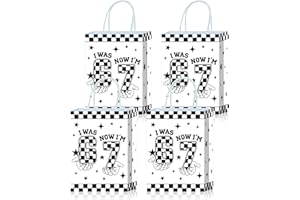 YanZonic 16Pcs 6 7 Checkered Gift Bags - Goodie Snack Treat Party Favor Candy Bags for 6 7 Birthday Theme - 67 Party Decorati