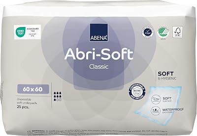 ABENA Abri-Soft Classic 60x60 cm Bed Pads 1300ml 25 Pack Eco-Labelled