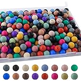 Sunrony 170Pcs 15mm Silicone Beads for Keychain Making, Mixed Color Round Silicone Beads for Pens and Necklace Bracelet Crafts Making (Multicolor Deep)