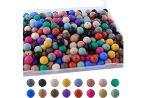 Sunrony 170Pcs 15mm Silicone Beads, Silicone Beads for Keychain Making Silicone Focal Beads for Pens Silicone Beads for Crafts Making(Multicolor Deep)