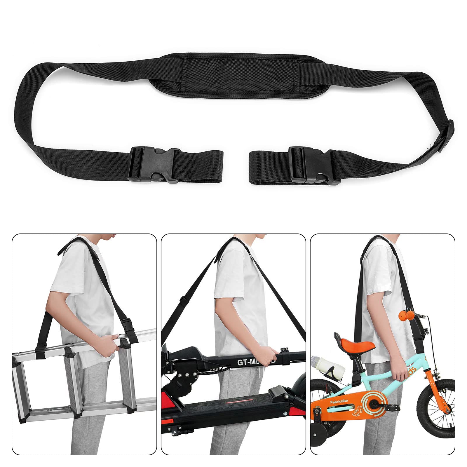 Archerest Kick Scooter Straps, Adjustable Carrying Strap with Non-Slip Shoulder Pad, Compatible with Segway Es1/es2/es2 Pro/es4/f30/f40/e8/e10/c10/e22/e25/max Mijia M365 (Black)