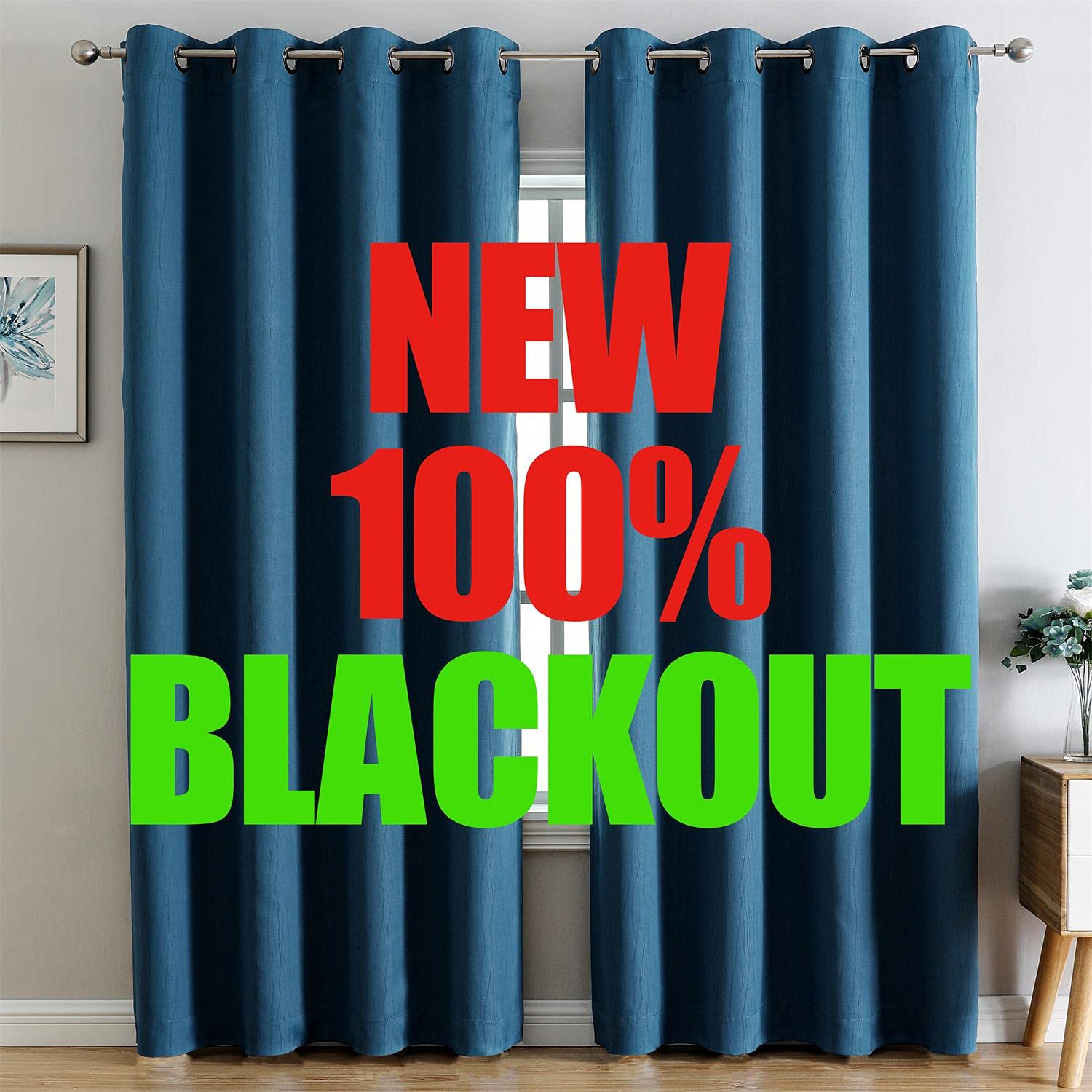 Photo 1 of G2000 100% Blackout Curtains for Bedroom & Living Room - 84 Inch Peacock Blue Grommet Curtains with Thermal Lining, Light Blocking, Noise Reducing, 2 Panels