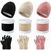 Liitrsh 12 Pack Winter Hat Scarf Gloves Ear Warmer Set for Women Knit Beanie Neck Warmer Touch Screen Gloves Gifts
