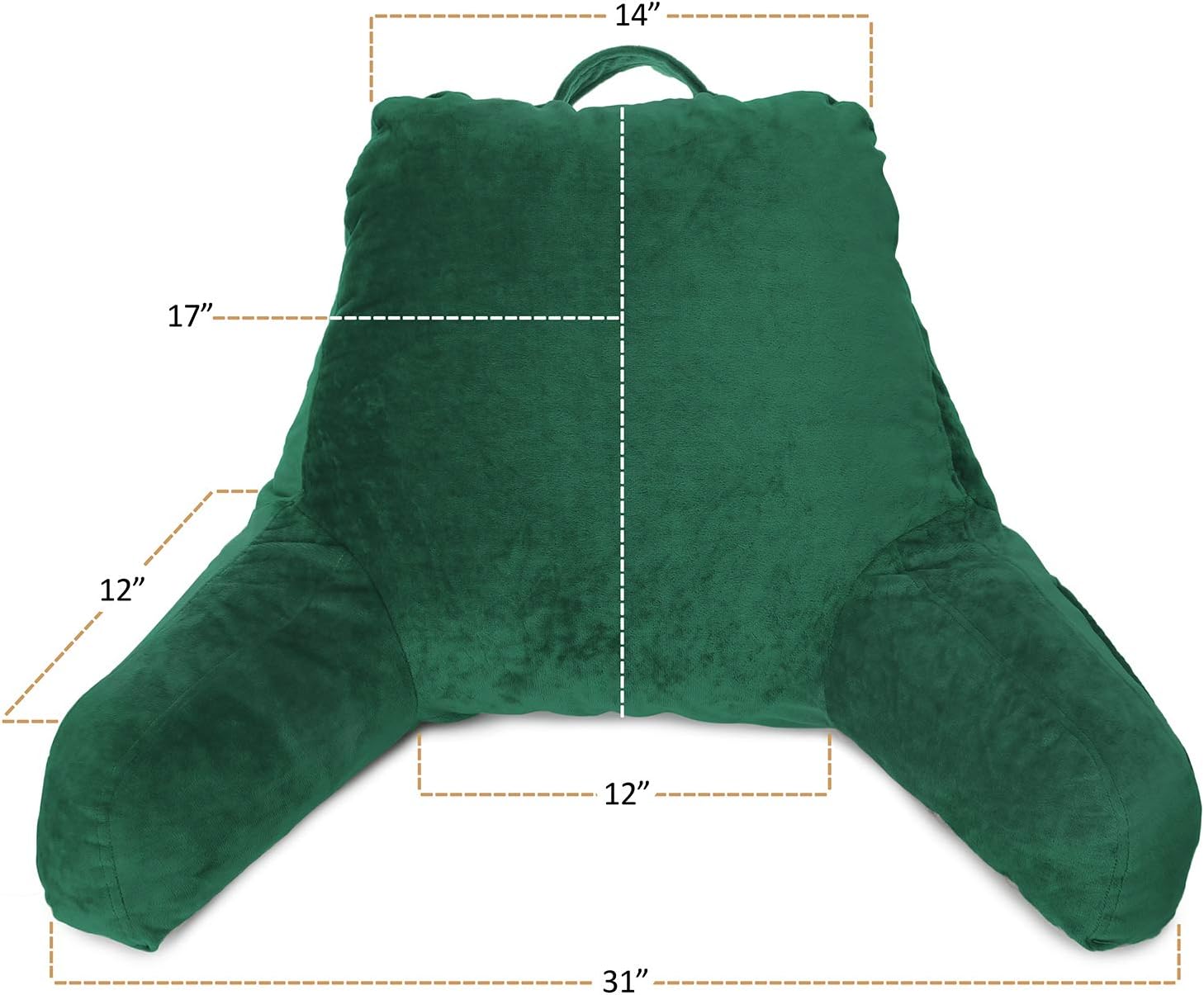 Clara Clark Bed Rest Reading Pillow with Arms and Pockets for Kids Teens & Adults-Premium Shredded Memory Foam, Medium, Hunter Green: Home & Kitchen