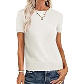 ANRABESS Womens Short Sleeve Sweaters Wool Blend Crew Neck Sweater Shirts Business Casual Work Tops 2026 Summer Outfits