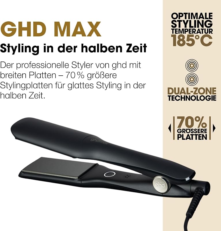 max breites Glätteisen: Für langes, dickes & lockiges Haar, Anti Frizz